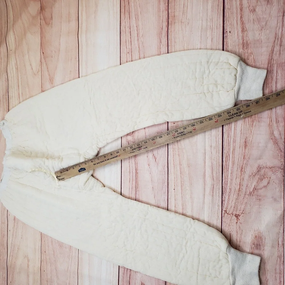 Vintage Mens Quilted‎ Thermal Long Johns Cream Insulated Base Layer Large 31463